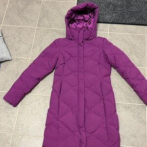 North Face Purple Hooded Puffer Coat